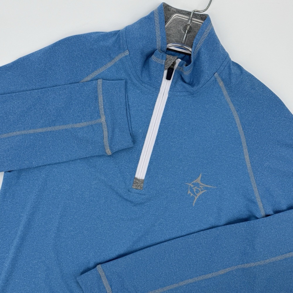 White Water Life  1/4 Zip Pullover Small Blue Performance Fishing Hiking Shirt